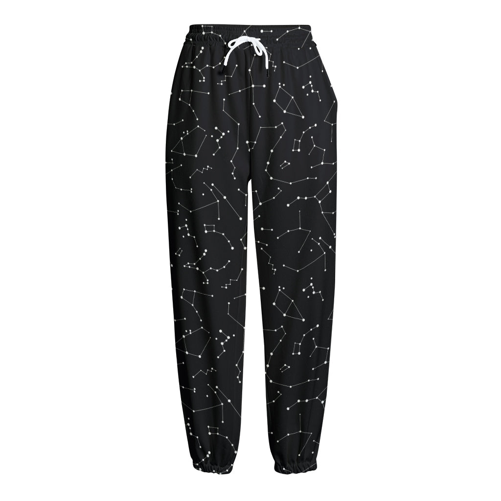 Black And White Constellation Print Fleece Lined Knit Pants