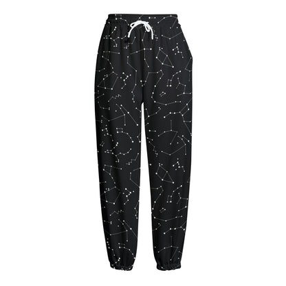 Black And White Constellation Print Fleece Lined Knit Pants