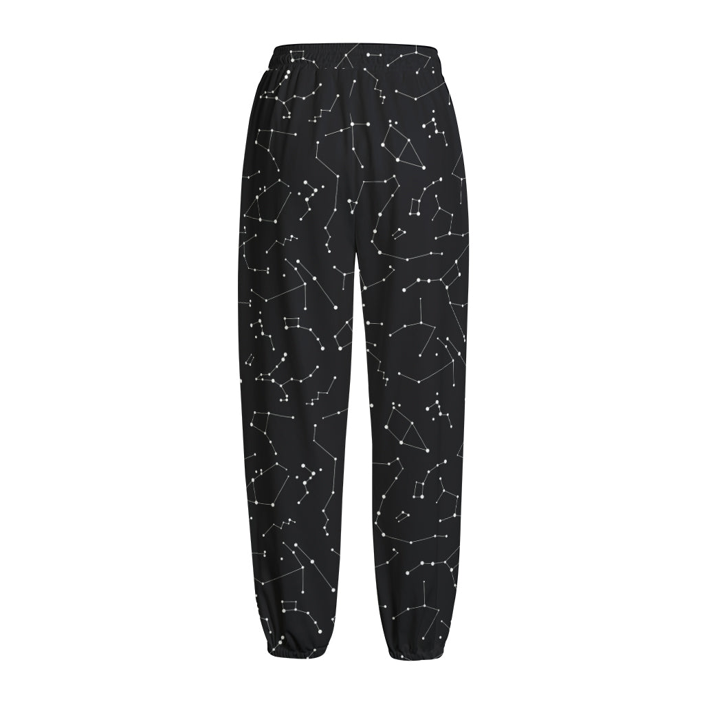 Black And White Constellation Print Fleece Lined Knit Pants