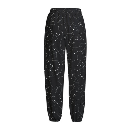 Black And White Constellation Print Fleece Lined Knit Pants