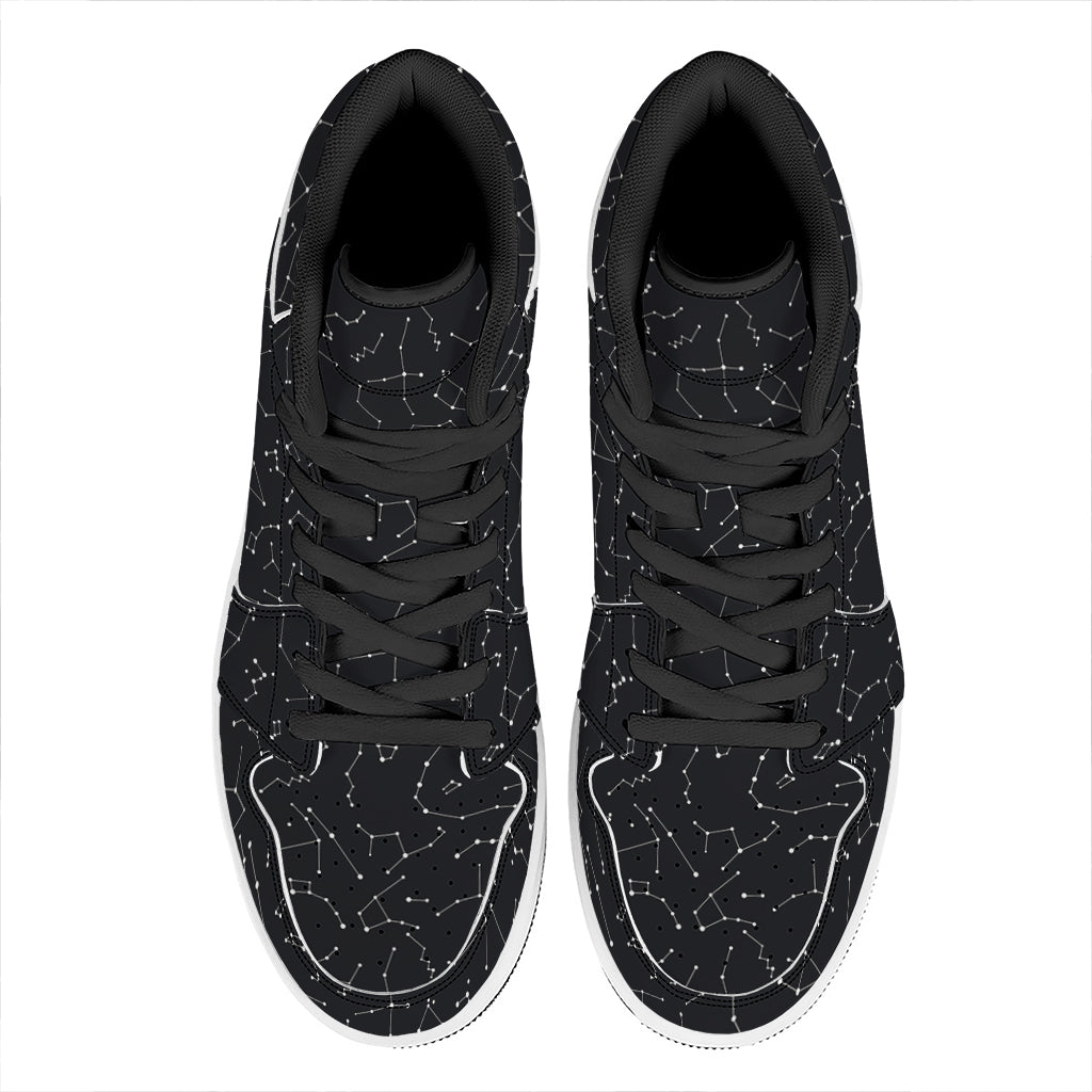 Black And White Constellation Print High Top Leather Sneakers