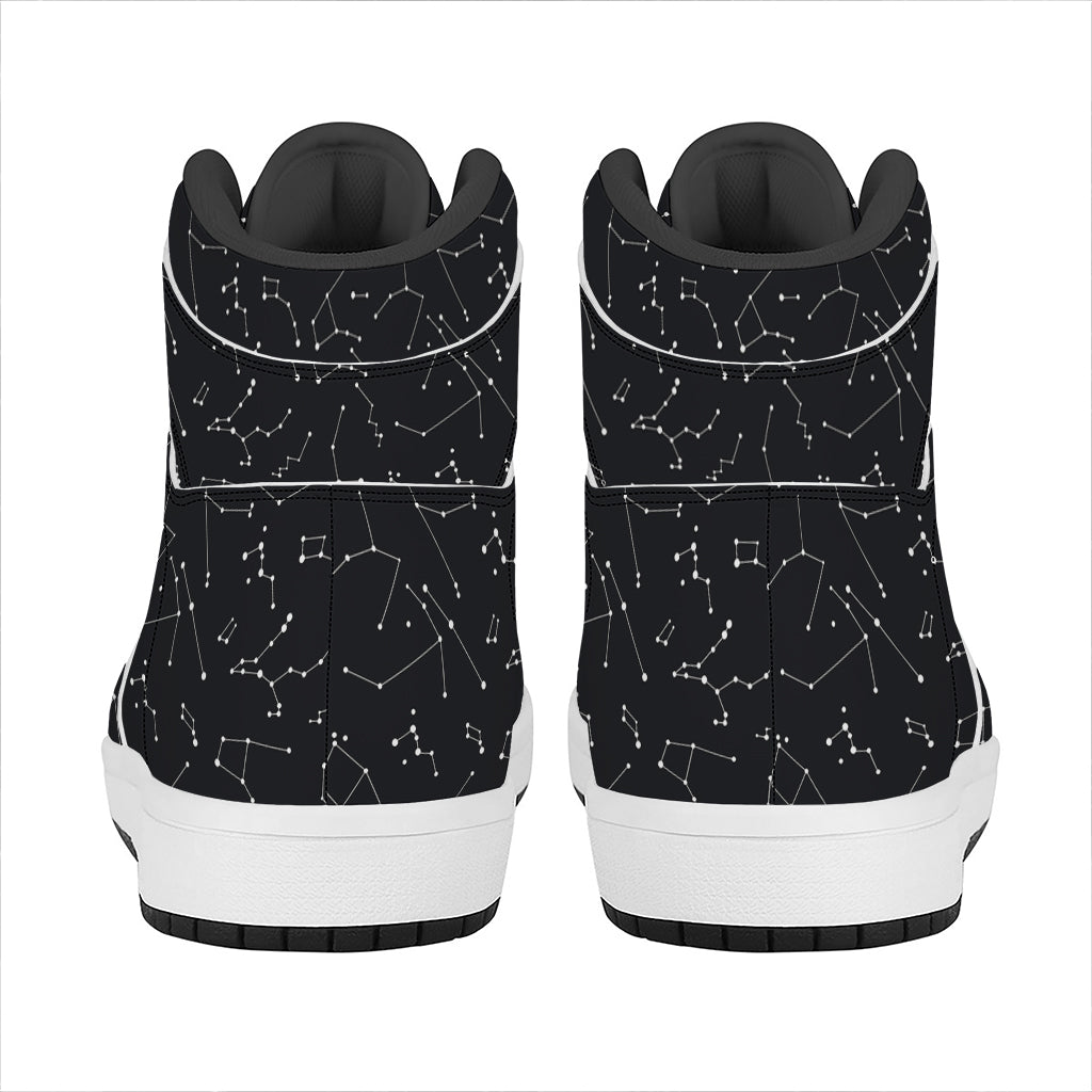 Black And White Constellation Print High Top Leather Sneakers