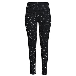 Black And White Constellation Print High-Waisted Pocket Leggings