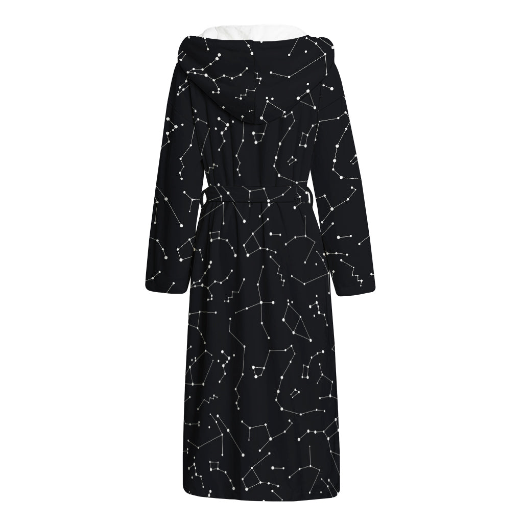 Black And White Constellation Print Hooded Bathrobe