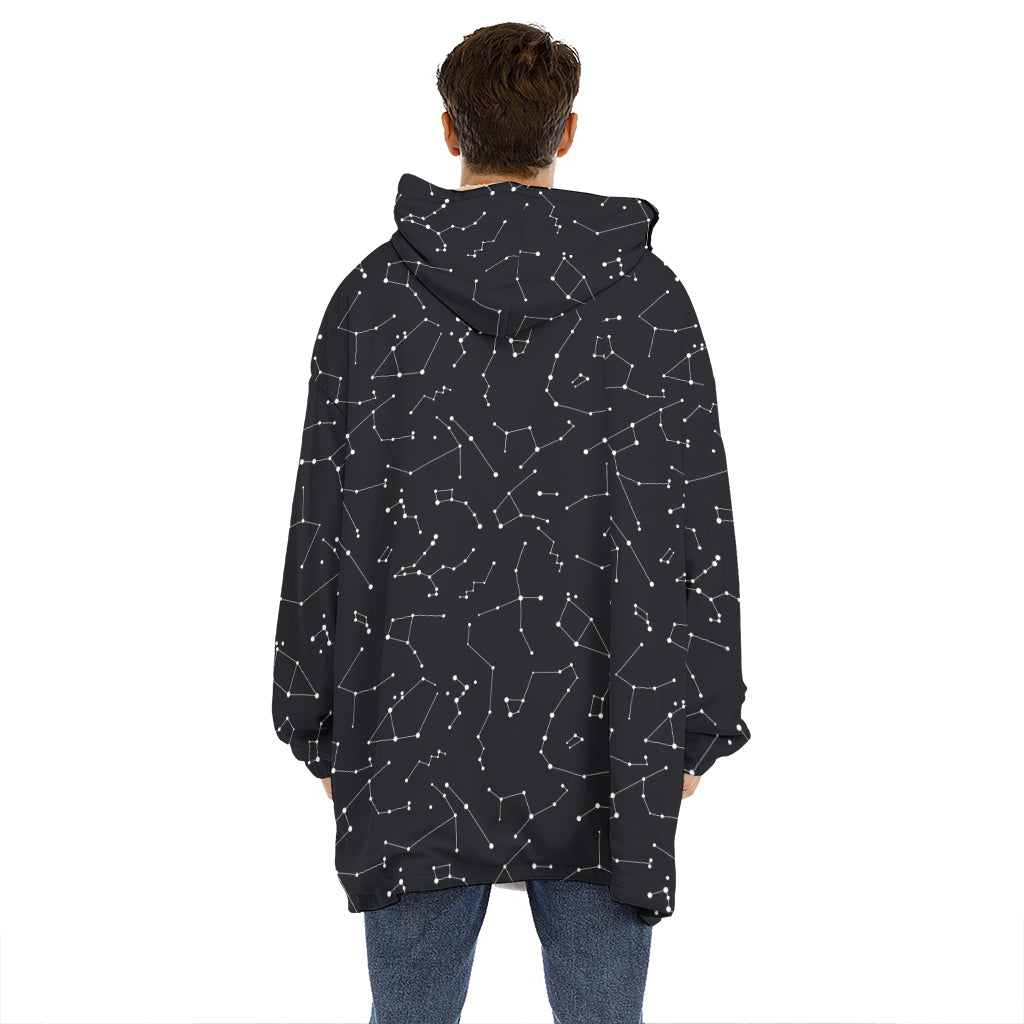 Black And White Constellation Print Hoodie Blanket