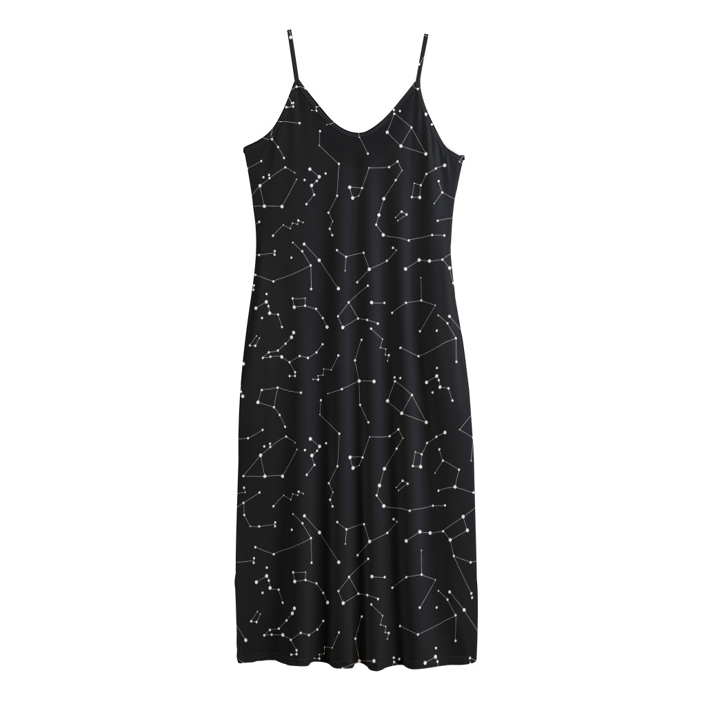 Black And White Constellation Print Jersey Midi Cami Dress