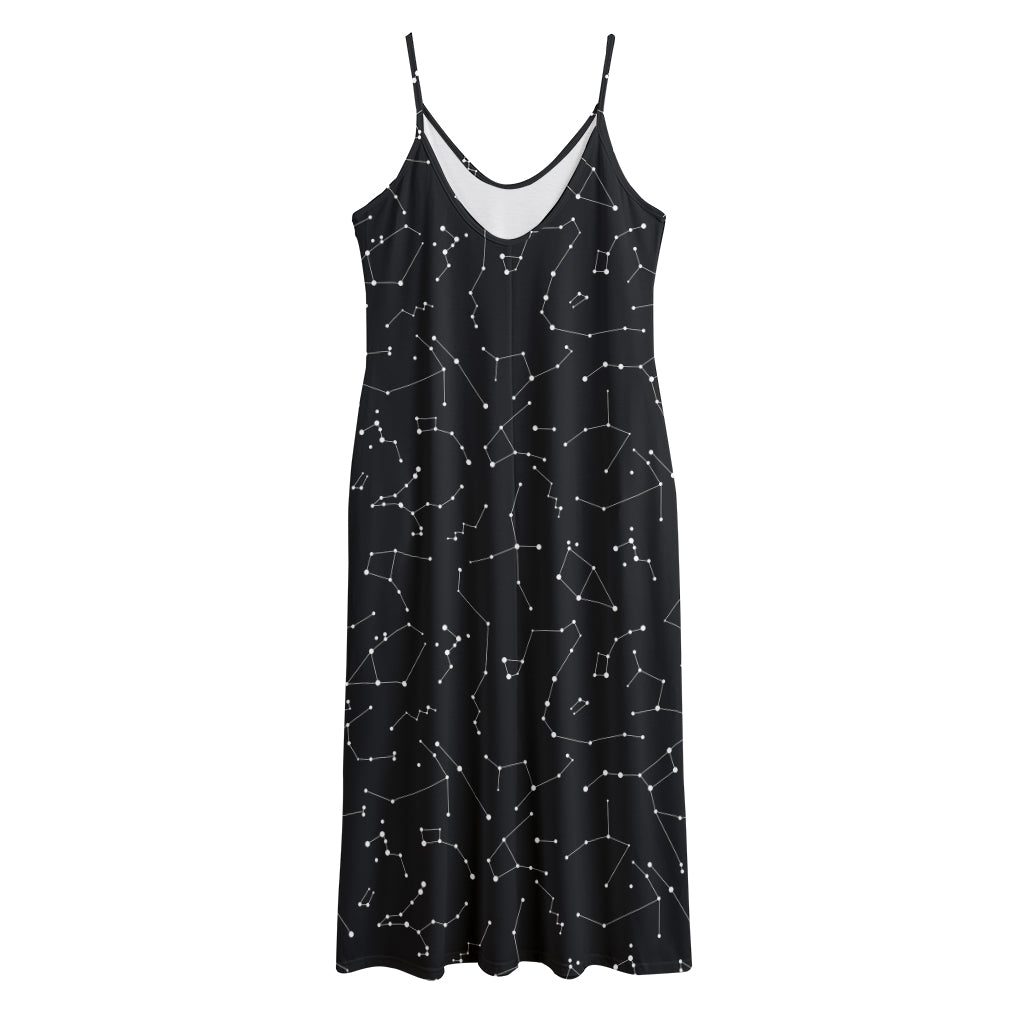 Black And White Constellation Print Jersey Midi Cami Dress