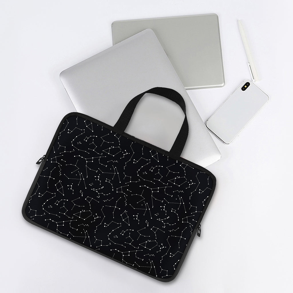 Black And White Constellation Print Laptop Sleeve With Handle