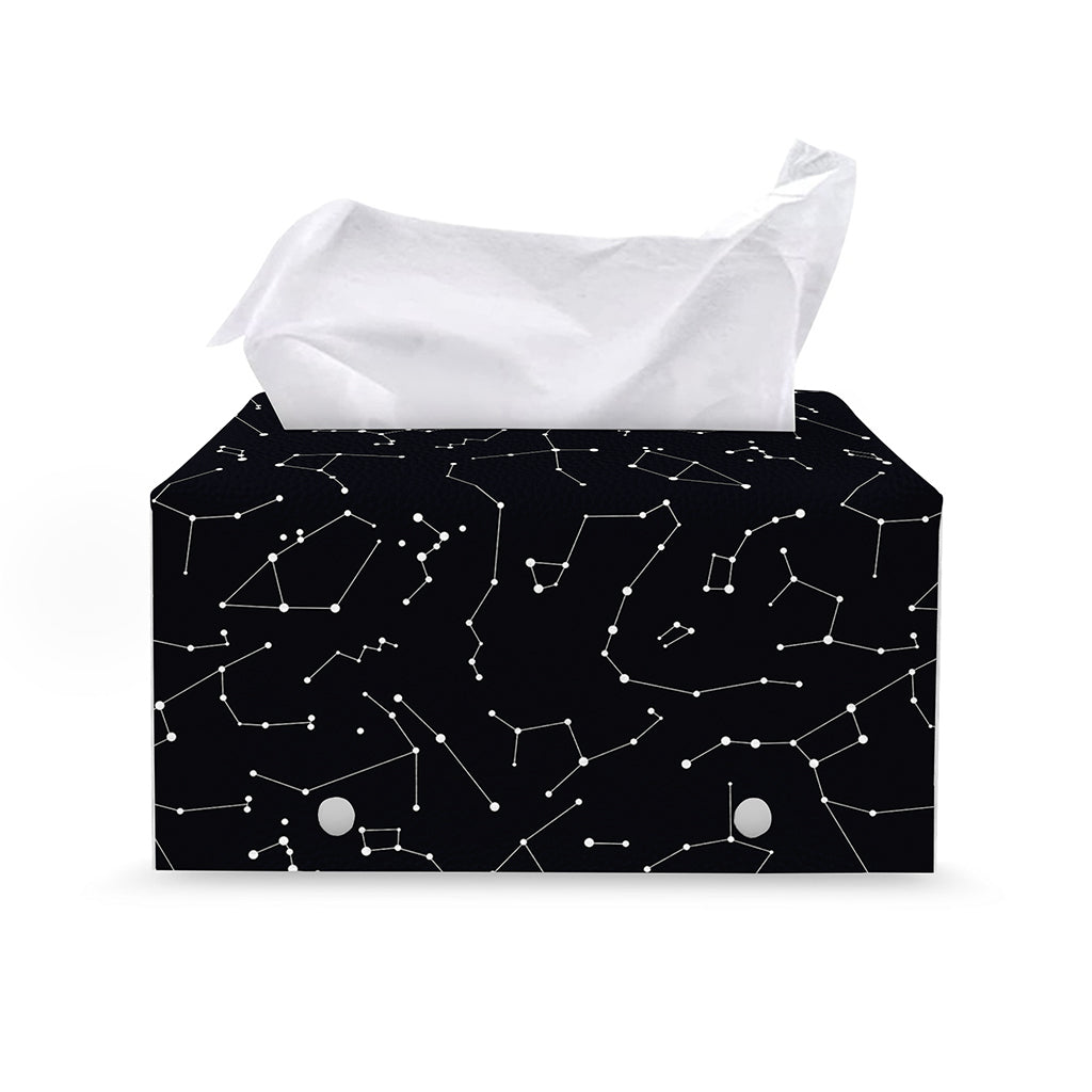 Black And White Constellation Print Leather Tissue Box Cover