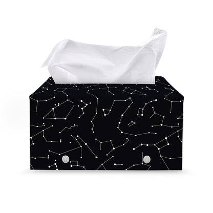Black And White Constellation Print Leather Tissue Box Cover