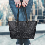 Black And White Constellation Print Leather Tote Bag