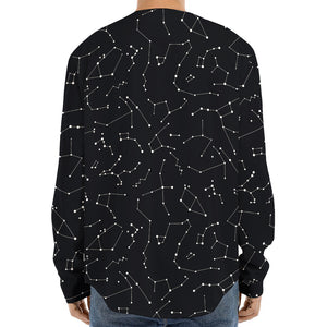 Black And White Constellation Print Long Sleeve Baseball Jersey