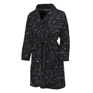 Black And White Constellation Print Men's Bathrobe