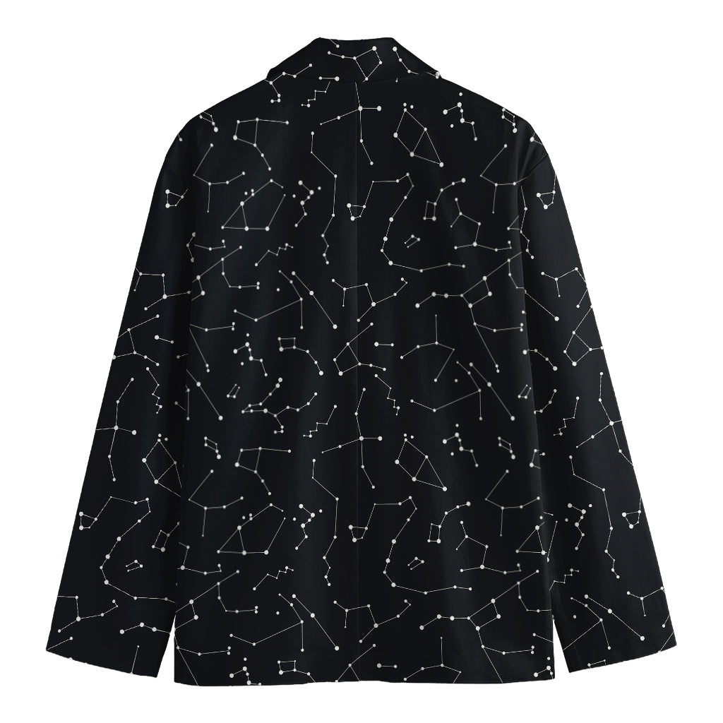 Black And White Constellation Print Men's Cotton Blazer