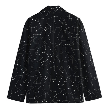 Black And White Constellation Print Men's Cotton Blazer