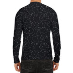Black And White Constellation Print Men's Long Sleeve Rash Guard