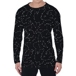 Black And White Constellation Print Men's Long Sleeve T-Shirt