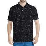 Black And White Constellation Print Men's Polo Shirt