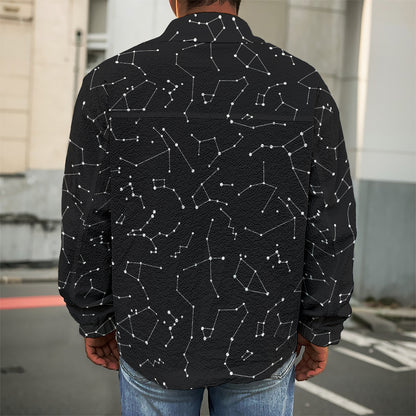 Black And White Constellation Print Men's Shirt Jacket