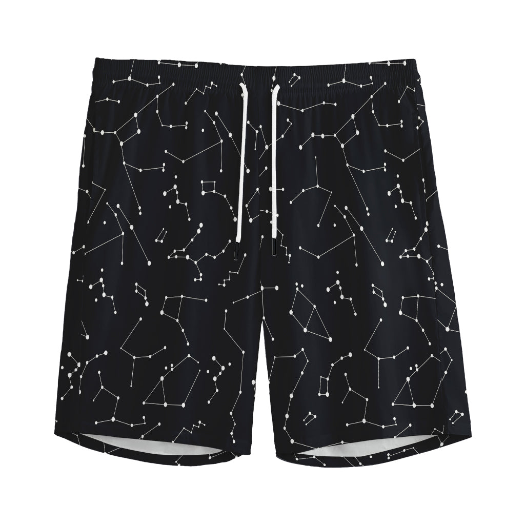 Black And White Constellation Print Men's Sports Shorts