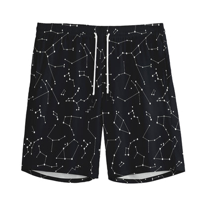 Black And White Constellation Print Men's Sports Shorts