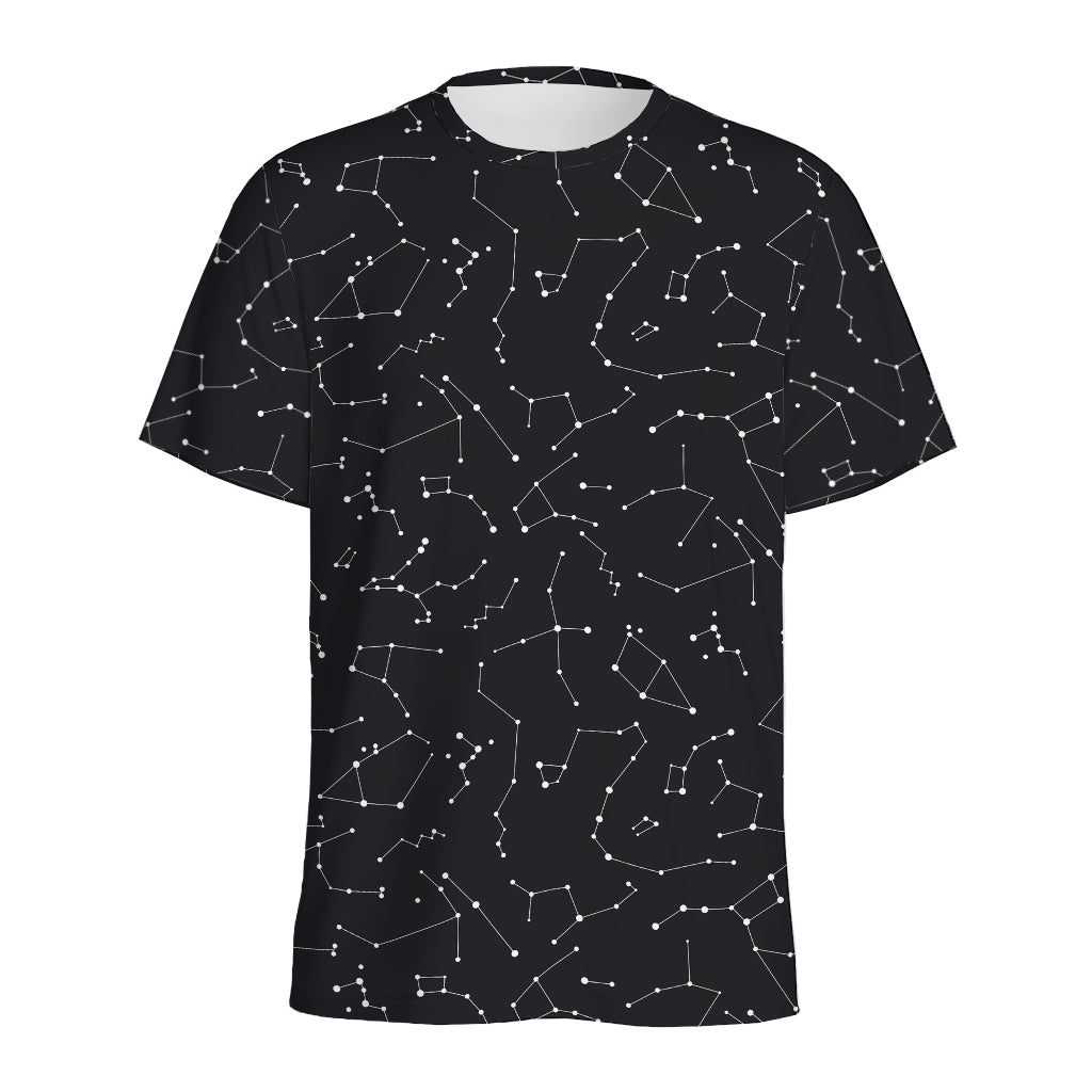 Black And White Constellation Print Men's Sports T-Shirt