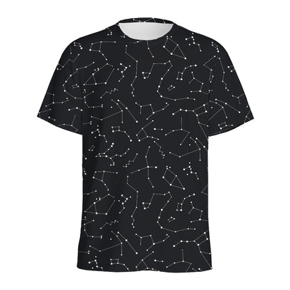 Black And White Constellation Print Men's Sports T-Shirt