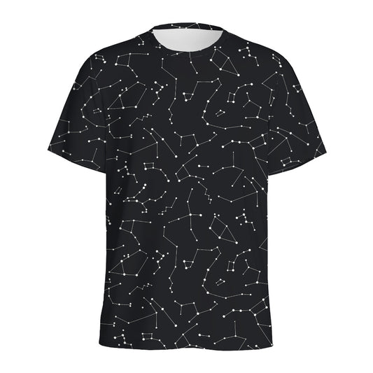 Black And White Constellation Print Men's Sports T-Shirt
