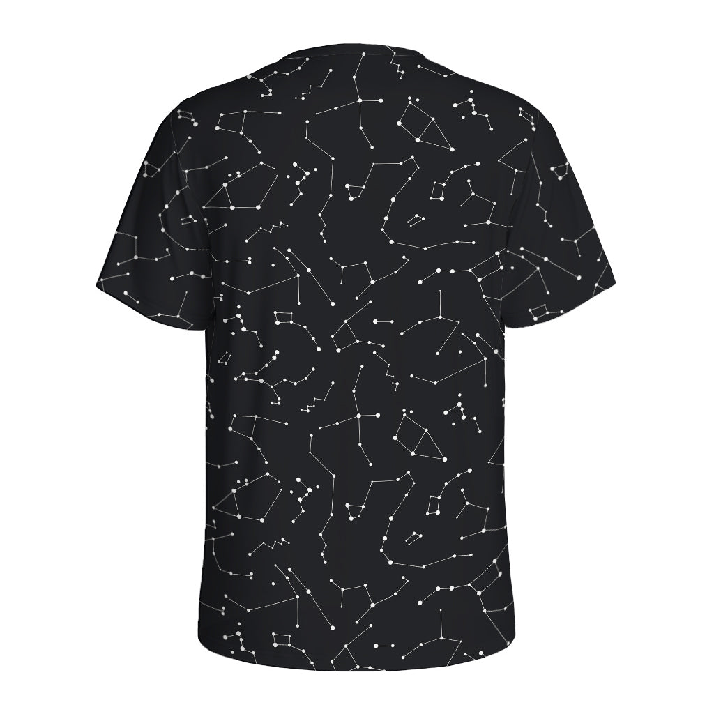 Black And White Constellation Print Men's Sports T-Shirt