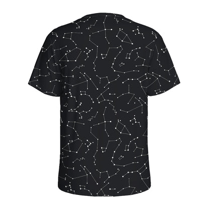 Black And White Constellation Print Men's Sports T-Shirt
