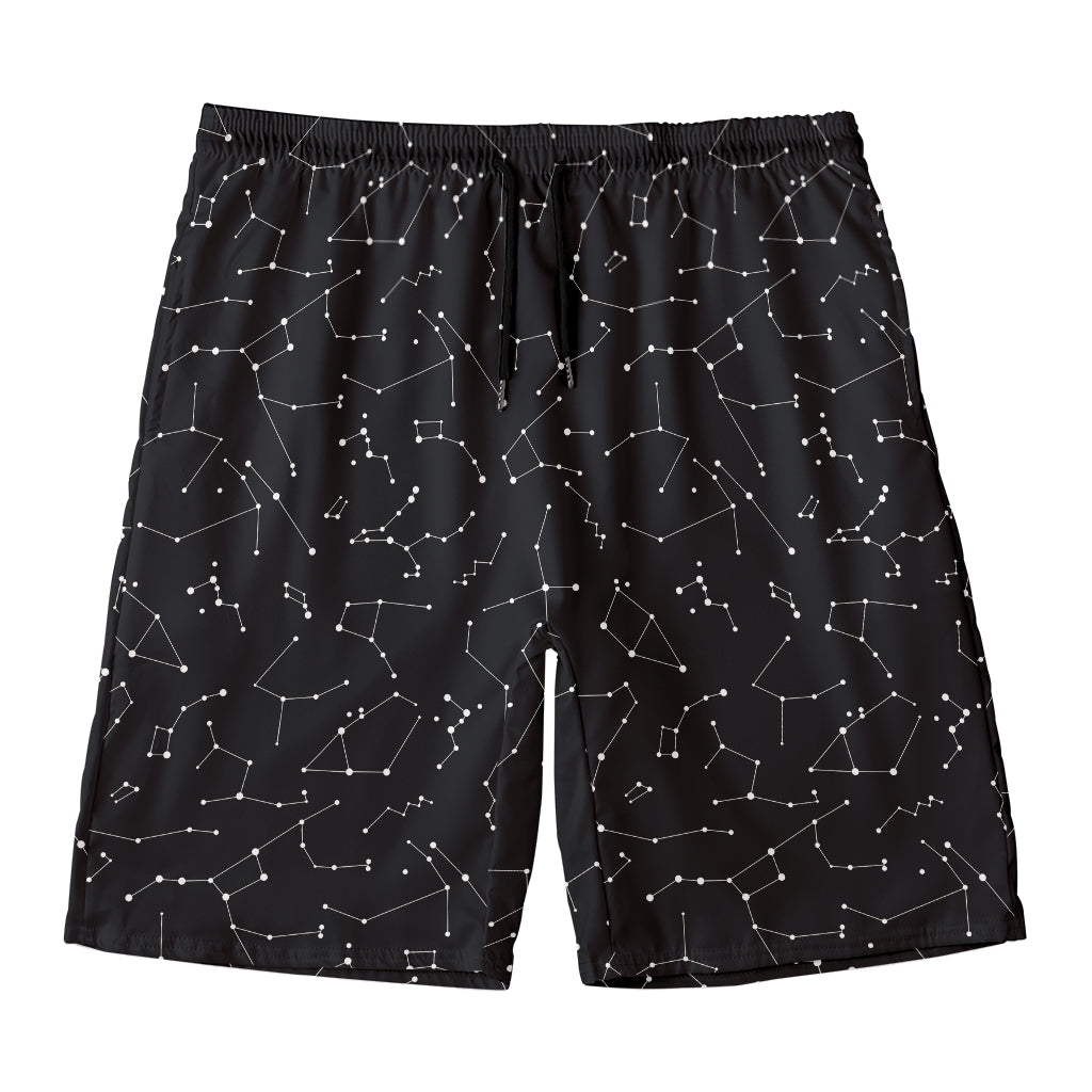 Black And White Constellation Print Men's Swim Trunks