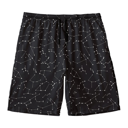 Black And White Constellation Print Men's Swim Trunks