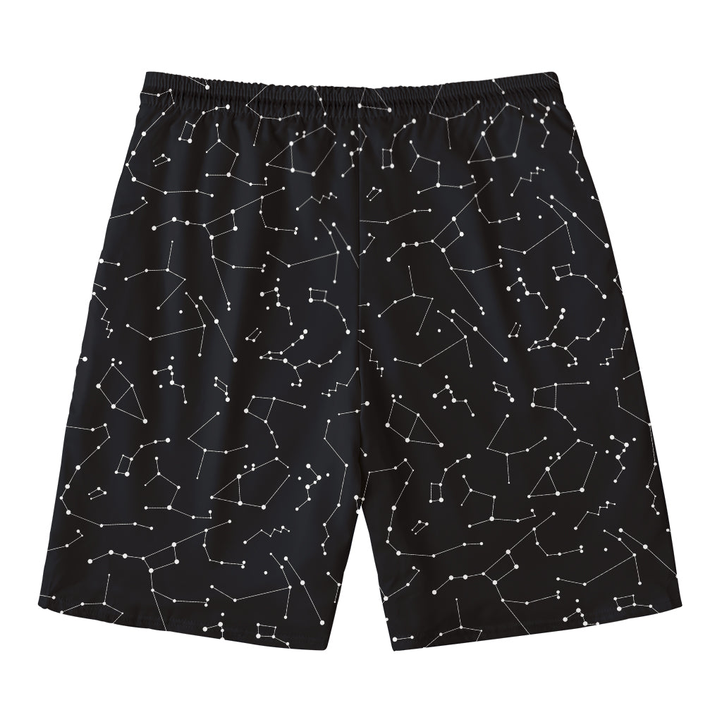 Black And White Constellation Print Men's Swim Trunks