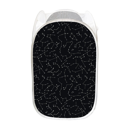 Black And White Constellation Print Mesh Laundry Hamper