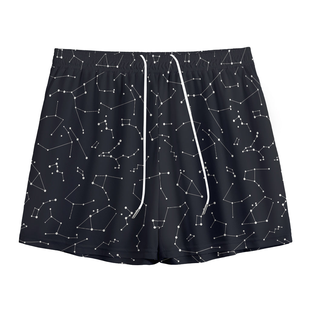 Black And White Constellation Print Mesh Shorts