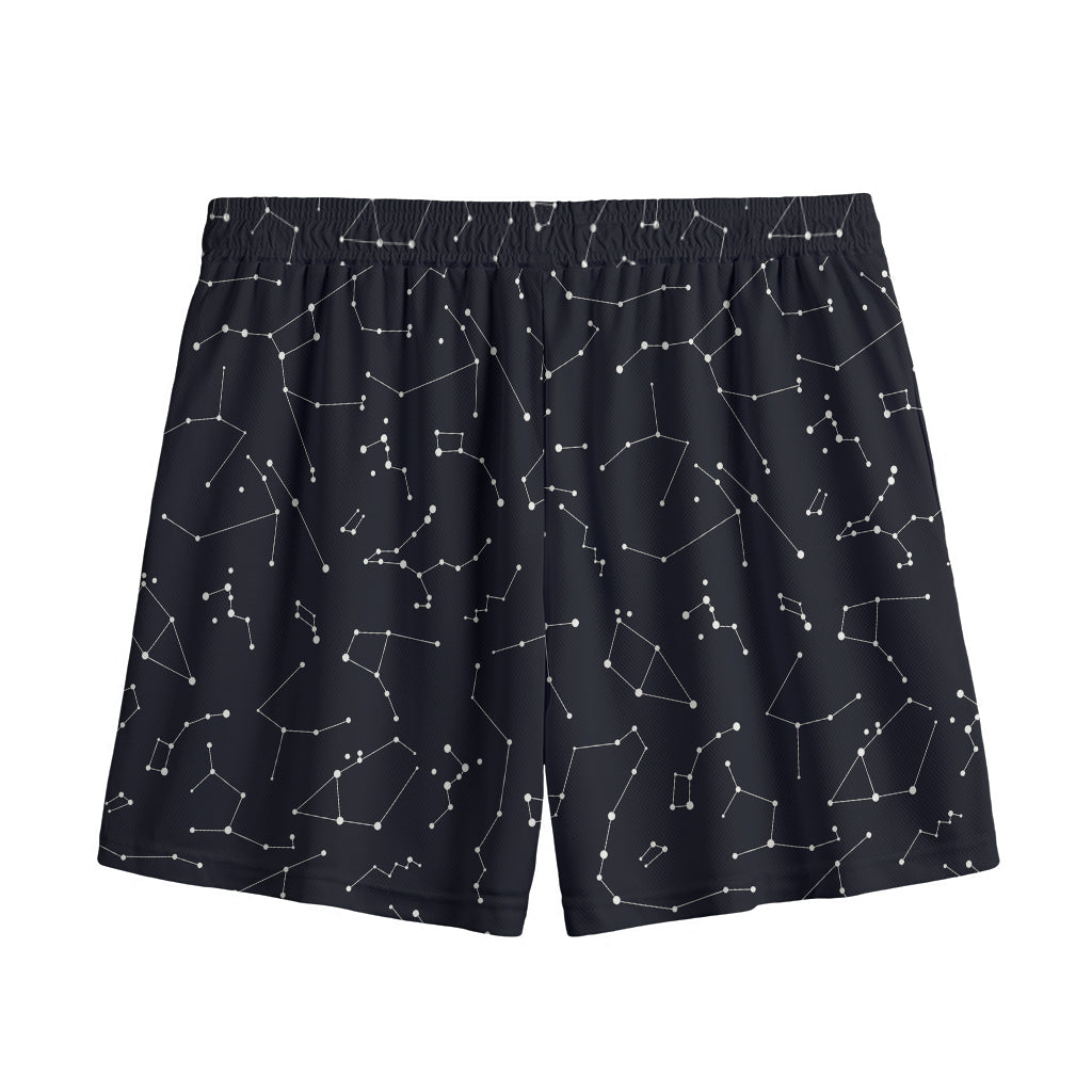 Black And White Constellation Print Mesh Shorts