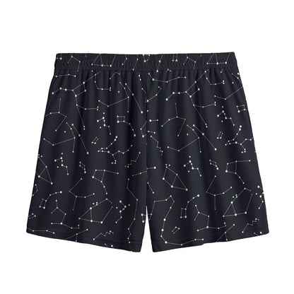 Black And White Constellation Print Mesh Shorts