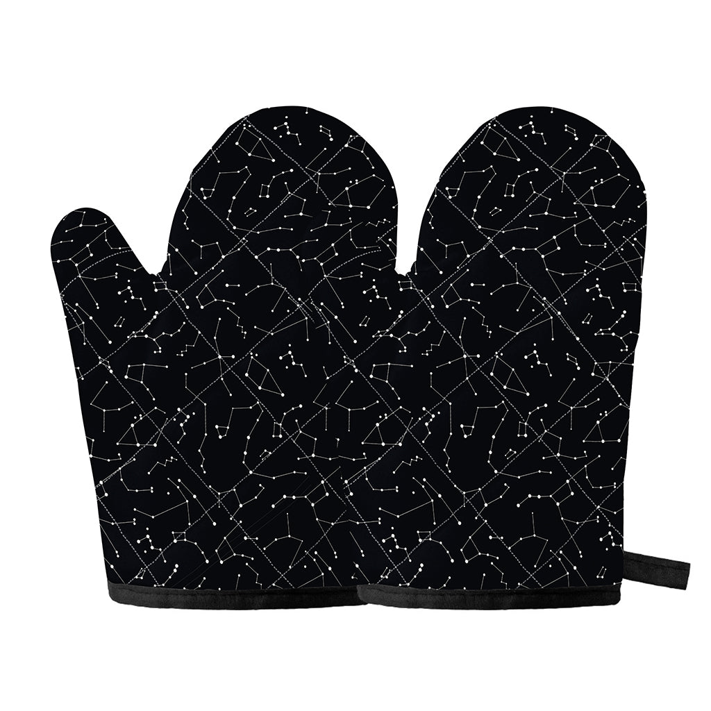 Black And White Constellation Print Oven Mitts