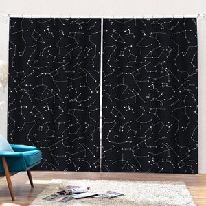 Black And White Constellation Print Pencil Pleat Curtains