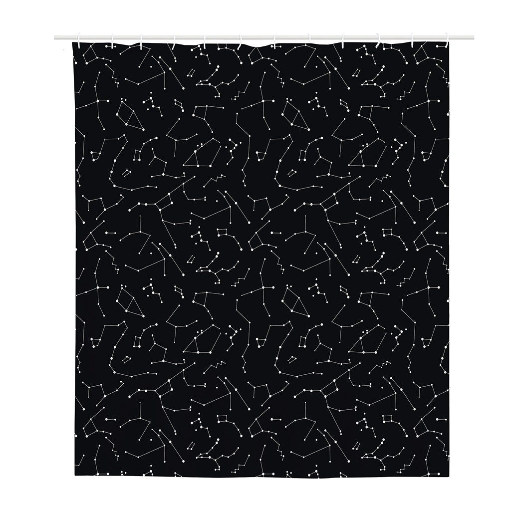 Black And White Constellation Print Polyester Shower Curtain