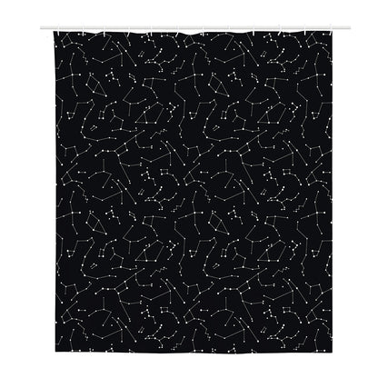 Black And White Constellation Print Polyester Shower Curtain