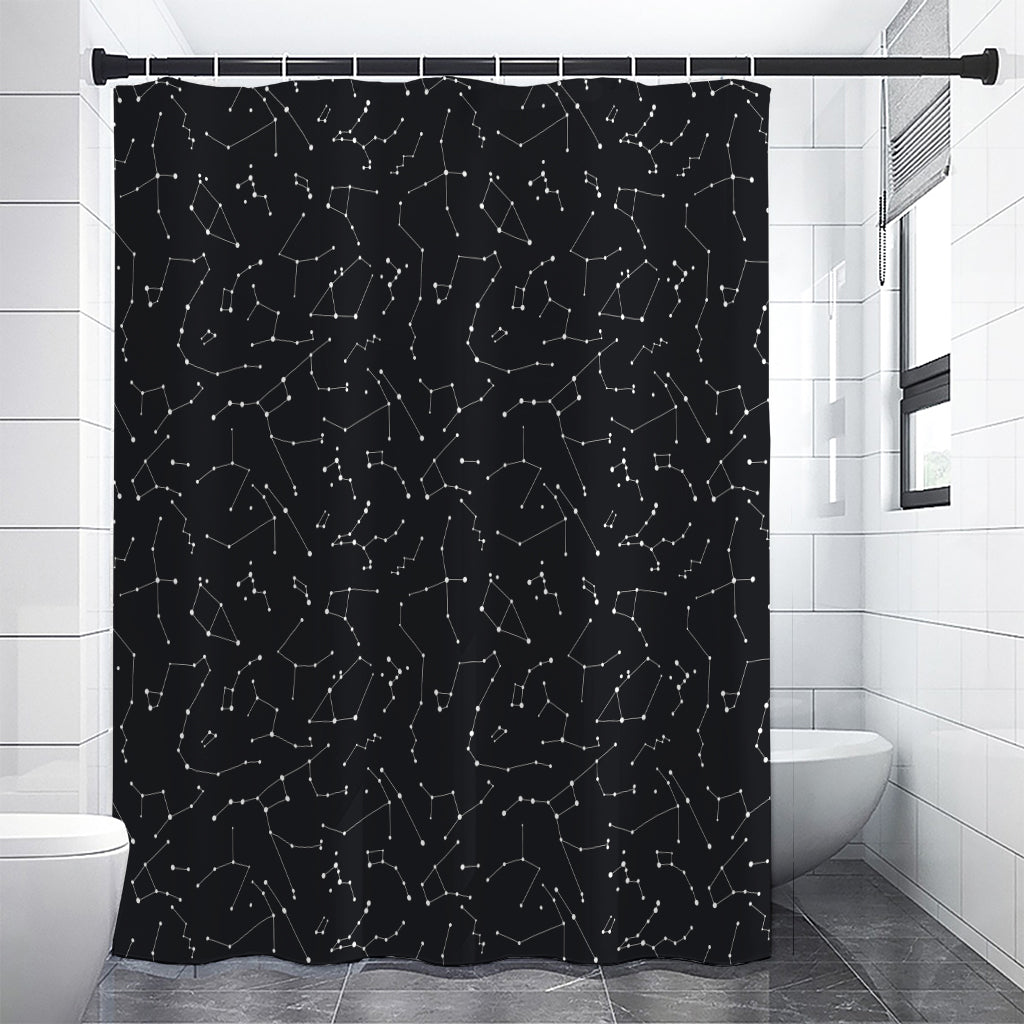 Black And White Constellation Print Premium Shower Curtain