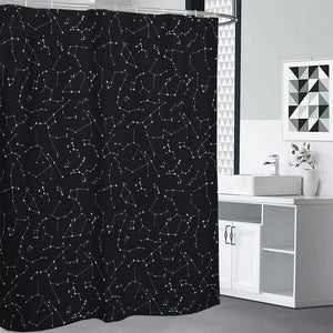 Black And White Constellation Print Premium Shower Curtain