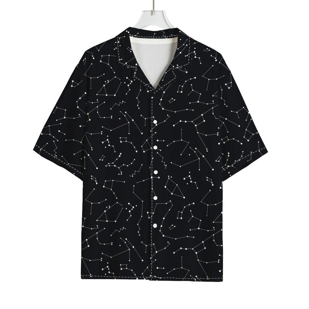 Black And White Constellation Print Rayon Hawaiian Shirt