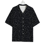 Black And White Constellation Print Rayon Hawaiian Shirt