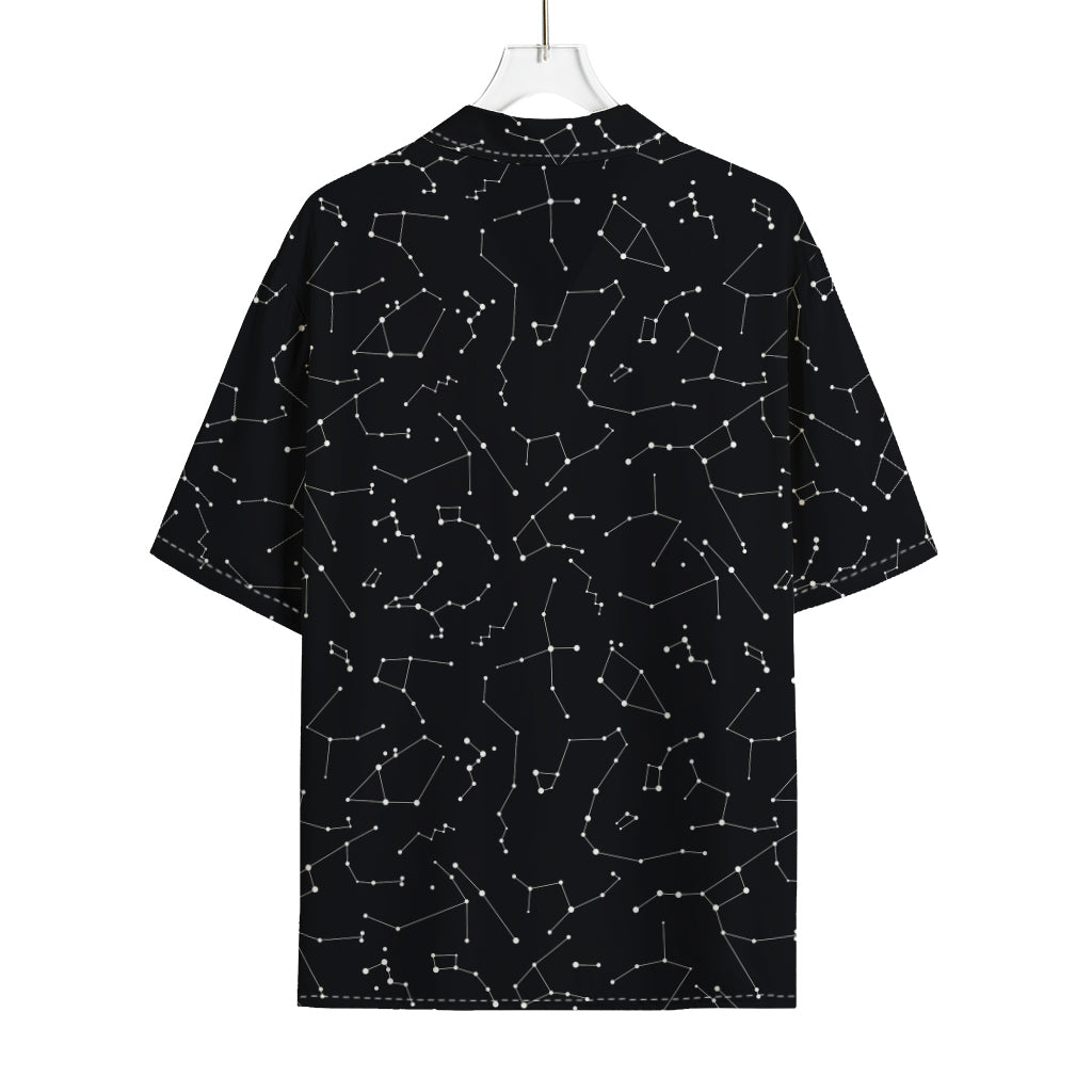 Black And White Constellation Print Rayon Hawaiian Shirt