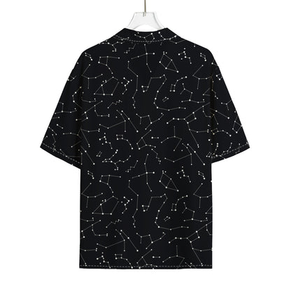 Black And White Constellation Print Rayon Hawaiian Shirt