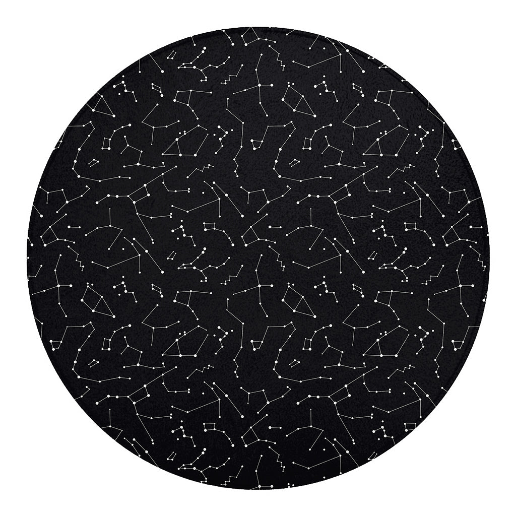 Black And White Constellation Print Round Blanket