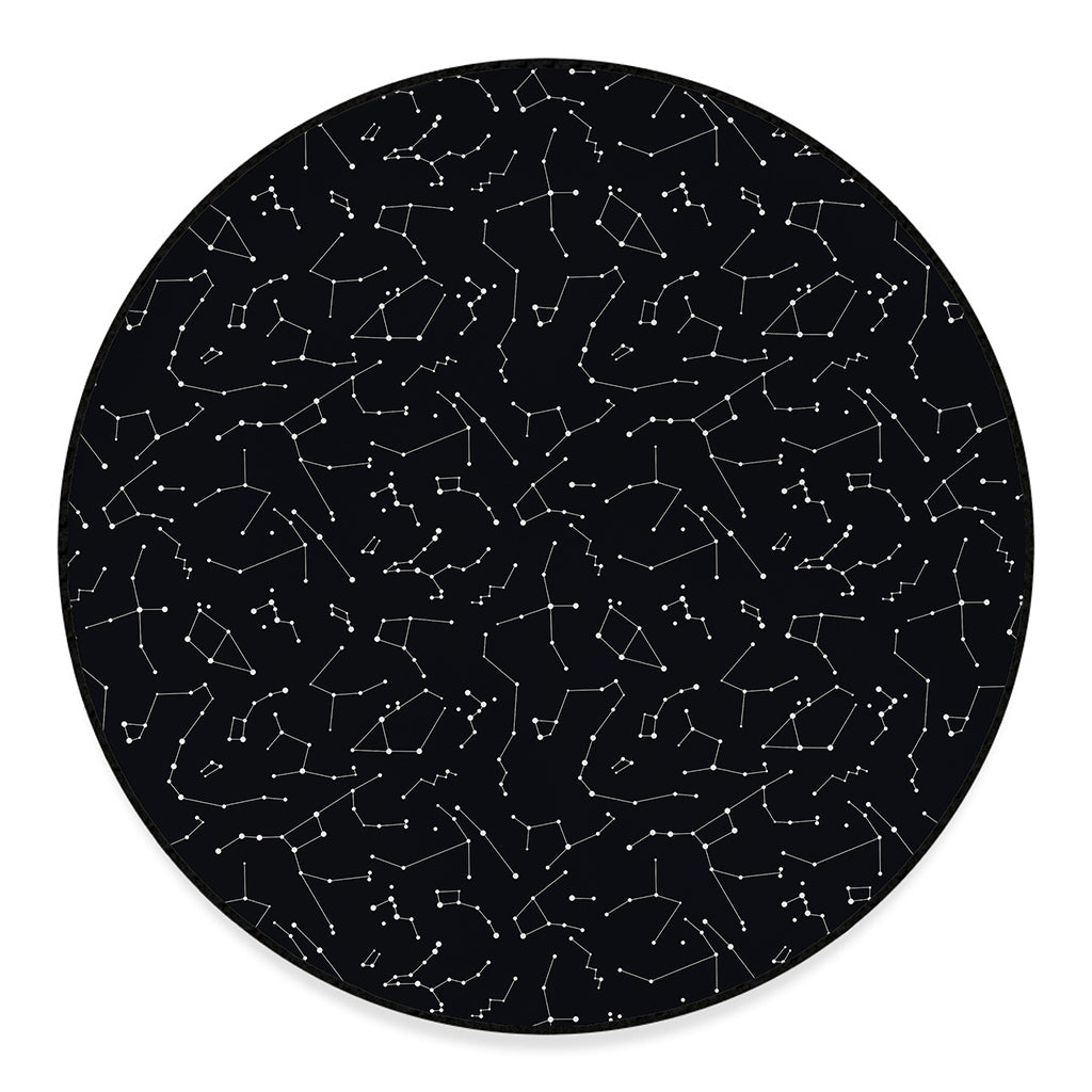 Black And White Constellation Print Round Floor Mat