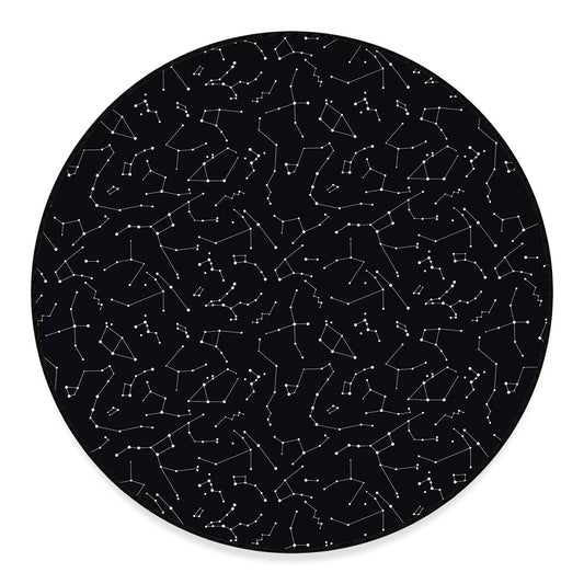 Black And White Constellation Print Round Floor Mat